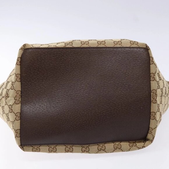 GUCCI GG Canvas Web Sherry Line Tote Bag Beige Red Green 131230 Auth ep10289 - Picture 6 of 16